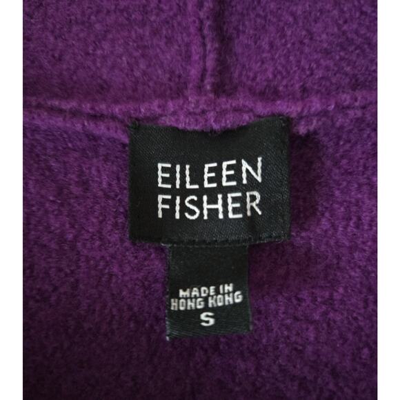 Eileen Fisher All Wool Felt Front Snap Cape Jacket Long Purple Excellent Sz S - Picture 8 of 12